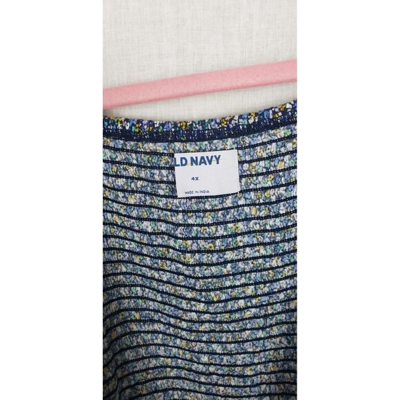 Old Navy Midi Wrap Dress 4X Blue Floral Ditsy Colorful Peasant Cottagecore Tier - Picture 3 of 5